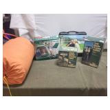 Collection of Outdoor Camping Gear - Sleeping Bag, Air Bed, Stoves, and Lantern