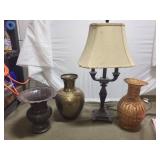 Collection of 4 Vintage Vases and Table Lamp