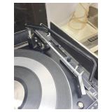 Panasonic Table Fan, Sanyo Turntable Record Player, and Panasonic Boombox