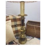 Home Decor Set with Vintage Table Lamp, Wicker Basket, Cushions, and Santa Throw Blanket