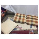 Home Decor Set with Vintage Table Lamp, Wicker Basket, Cushions, and Santa Throw Blanket