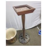 Collection of 2 Vintage Porcelain Vases and Wooden Plant Stand