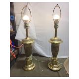 Pair of Vintage Stiffel Brass Table Lamps with Pleated Shades