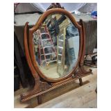 Large Antique Wall Mirror with Ornate Wood Frame