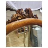Large Antique Wall Mirror with Ornate Wood Frame