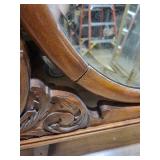 Large Antique Wall Mirror with Ornate Wood Frame