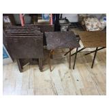 Set of 8 Vintage Wood Veneer TV Tray Tables