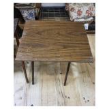 Set of 8 Vintage Wood Veneer TV Tray Tables