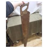 Vintage Two-Man Crosscut Logging Saw with Wooden Handle