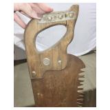 Vintage Two-Man Crosscut Logging Saw with Wooden Handle