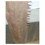 Vintage Two-Man Crosscut Logging Saw with Wooden Handle