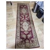 Ornate Red and Beige Runner Rug, 6