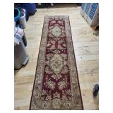 Ornate Red and Beige Runner Rug, 6