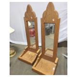 Set of Vintage Home Decor Items: Oil Lamps, Porcelain Clock, Table Lamp, and Wall Mirrors