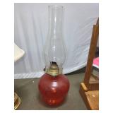 Set of Vintage Home Decor Items: Oil Lamps, Porcelain Clock, Table Lamp, and Wall Mirrors