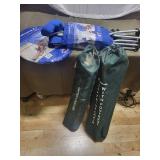 Set of 3 Outdoor Portable Chairs with Canopy and Footrest