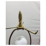 Brass Lamp, Ceramic Vase, and Artificial Orchid Set