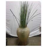 Brass Lamp, Ceramic Vase, and Artificial Orchid Set