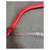 Rusty Red Bow Saw with Metal Handle