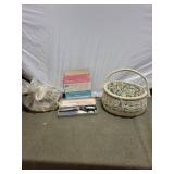 Vintage Sewing Kit with Basket, Tracing Kit, and Pinking Shears
