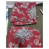 Set of Envogue Window Curtain Panels and Red Table Cloths