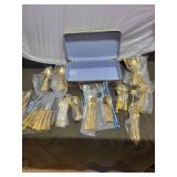 Vintage 24k Gold-Plated Silverware Set with Carrying Case