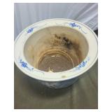 Vintage Blue and White Floral Porcelain Planter