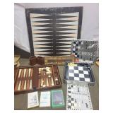 Vintage Board Game Collection with Chess, Backgammon, Cribbage, and Playing Cards