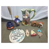 Native American Themed Collectible Set with Pitcher, Plaques, and Figurines