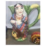 Native American Themed Collectible Set with Pitcher, Plaques, and Figurines