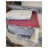 Set of Unopened Blue Pinstripe Aprons and Bibs