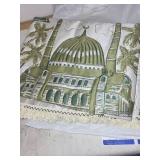 Set of Assorted Linens and Decor Items Including Embroidered Tableware and Mosque Tapestry