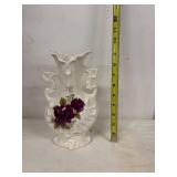 Vintage Ceramic Vase with Floral Rose Design