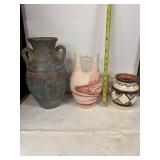 Set of 3 Artisan Ceramic Vases with Unique Designs