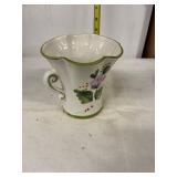 Hand-Painted Portuguese Floral Vase with Handles