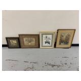 Collection of 4 Framed Floral and Landscape Prints