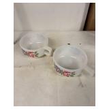 Vintage Corning Ware 1 Qt Pot and Floral Tea Cups Set