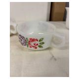 Vintage Corning Ware 1 Qt Pot and Floral Tea Cups Set
