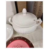Assorted Ceramic Dinnerware Set with Tureen and Cake Plate
