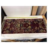 Vintage Burgundy Woven Tapestry with Floral and Geometric Design