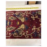 Vintage Burgundy Woven Tapestry with Floral and Geometric Design