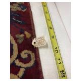 Vintage Burgundy Woven Tapestry with Floral and Geometric Design