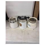 Set of 3 Corning Ware Coffee Percolators with Floral Design