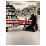 Vintage Japanese Silk Paintings Landscape Scenes