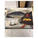 Vintage Japanese Silk Paintings Landscape Scenes