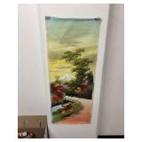 Large Japanese Scroll Painting of Mt. Fuji with Autumn Foliage