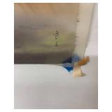 Vintage Asian Hand-Painted Silk Scroll with Horseman Design