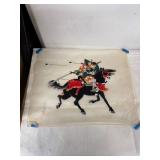 Vintage Japanese Silk Painting of Samurai Archer on Horseback