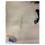 Vintage Japanese Silk Painting of Samurai Archer on Horseback