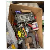 Assortment of Hand Tools and Hardware Including Clamps, Extension Cord, and Knife Set